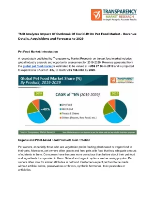 Pet Food Market Experience A Positive Growth During 2020 – 2029