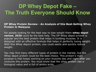 DP Whey Depot Fake Protein Review