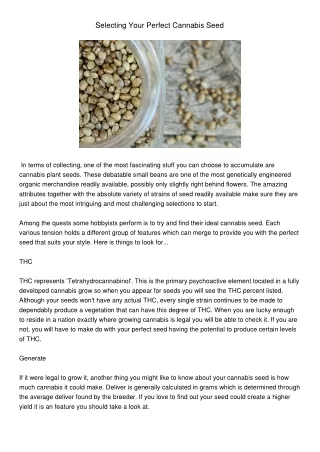 selecting your perfect cannabis seed