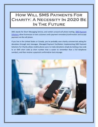 How Will SMS Payments For Charity: A Necessity In 2020 Be In The Future