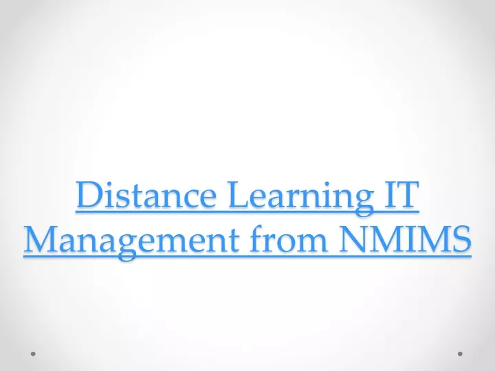 distance learning it management from nmims