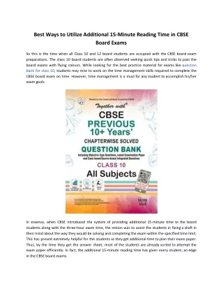 best ways to utilize additional 15 minute reading