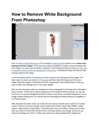 how to remove white background from photoshop