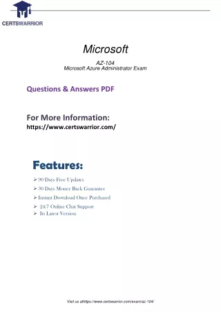 AZ-104 PDF Demo Exam Download 2020
