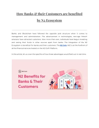 How Banks & their Customers are benefited by N2 Ecosystem