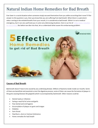 Natural Indian Home Remedies for Bad Breath