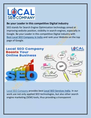 Create Your Unique Identity with Local SEO Services India
