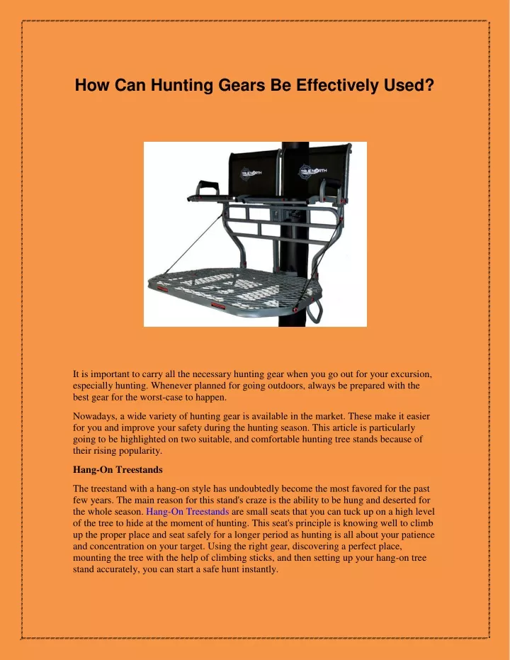 how can hunting gears be effectively used