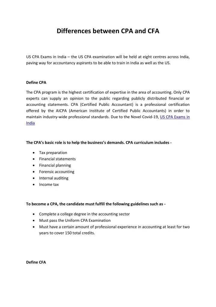 differences between cpa and cfa