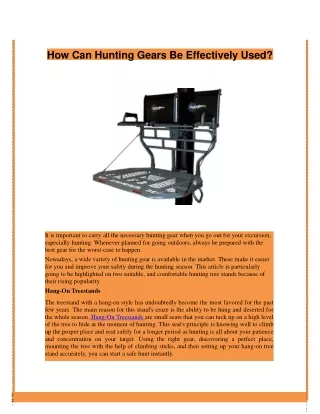 How Can Hunting Gears Be Effectively Used?