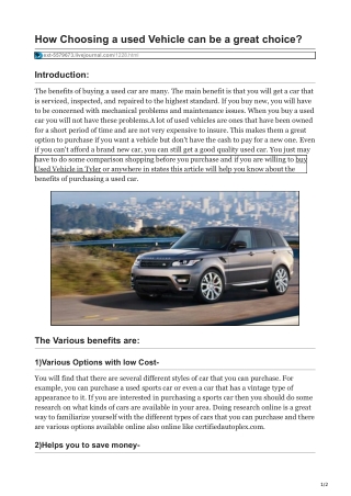 how choosing a used vehicle can be a great choice