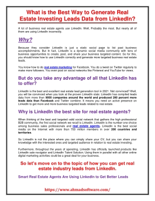 what is the best way to generate real estate