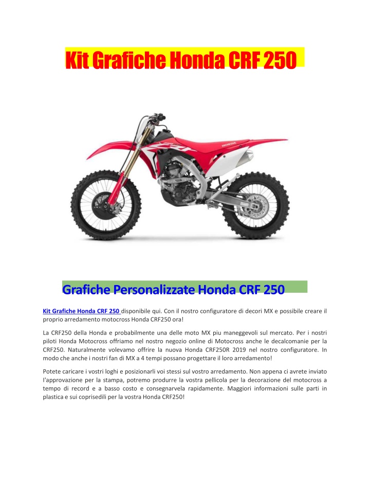 kit grafiche honda crf 250