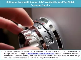 Baltimore Locksmith Assures 24/7 Availability And Top Notch Customer Service