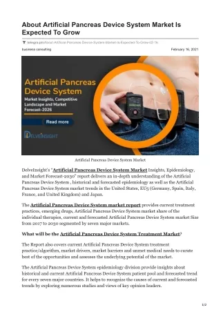 about artificial pancreas device system market