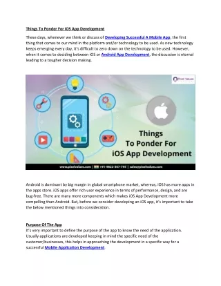 Things To Ponder For iOS App Development