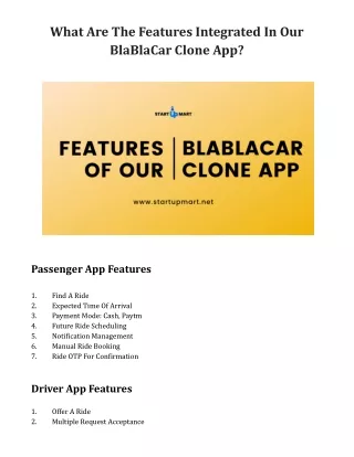 what are the features integrated in our blablacar