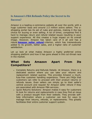 is amazon s fba refunds policy the secret