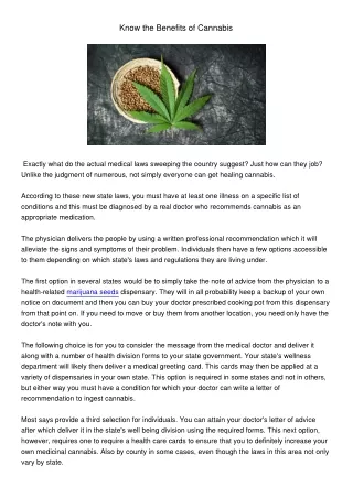 know the benefits of cannabis