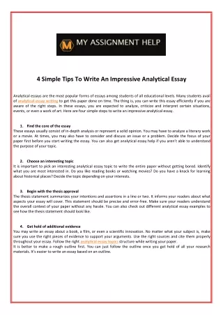 4 Simple Tips To Write An Impressive Analytical Essay