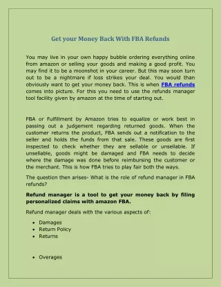 get your money back with fba refunds