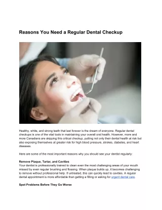 Reasons You Need a Regular Dental Checkup