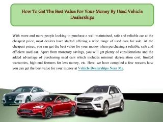 how to get the best value for your money by used