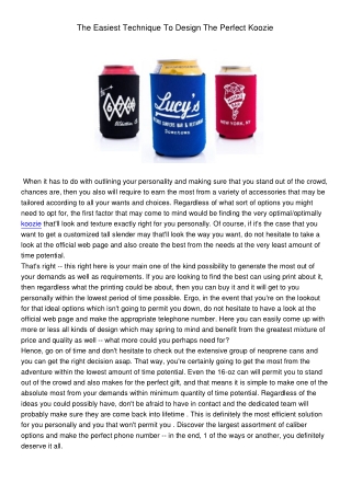 the easiest technique to design the perfect koozie