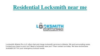 Residential Locksmith near me