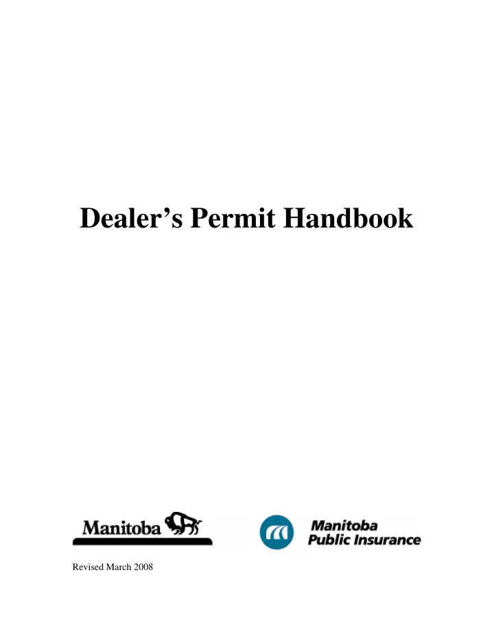 dealer s permit handbook