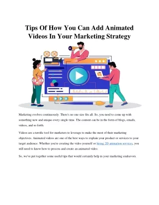 Tips Of How You Can Add Animated Videos In Your Marketing Strategy
