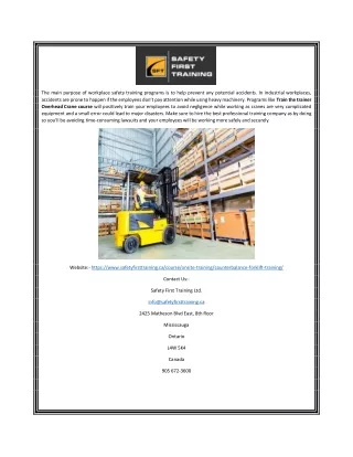 the main purpose of workplace safety training