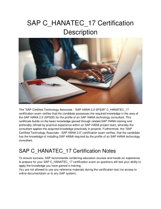 sap c hanatec 17 certification description