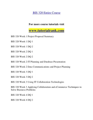 BIS 320  Education Organization- tutorialrank.com