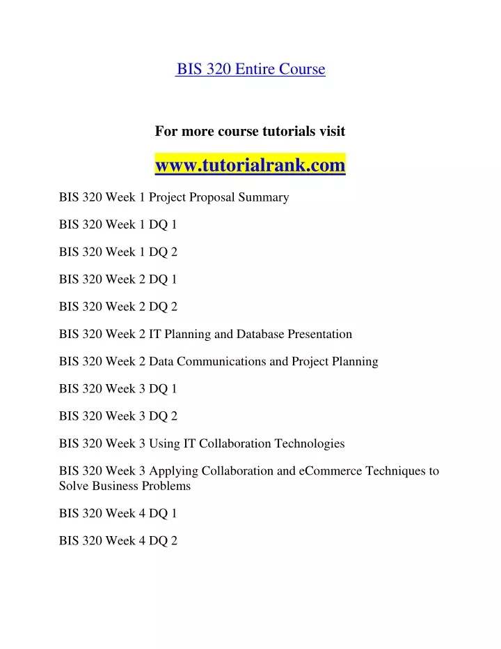 bis 320 entire course