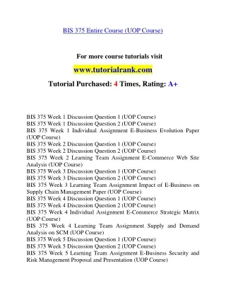 BIS 375  Education Organization- tutorialrank.com