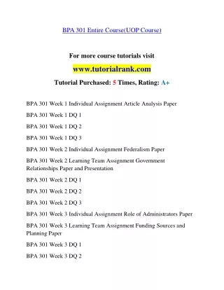 BPA 301  Education Organization- tutorialrank.com