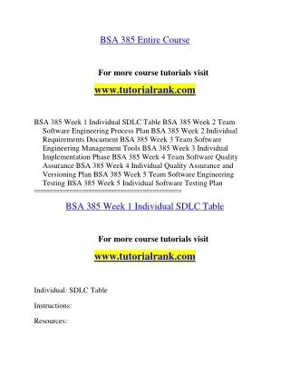 BSA 385  Education Organization- tutorialrank.com