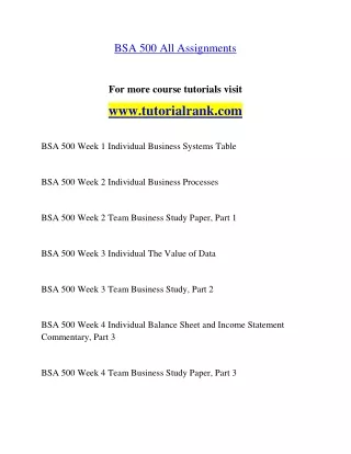 BSA 500  Education Organization- tutorialrank.com