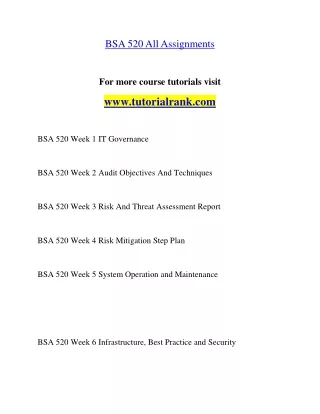 BSA 520  Education Organization- tutorialrank.com