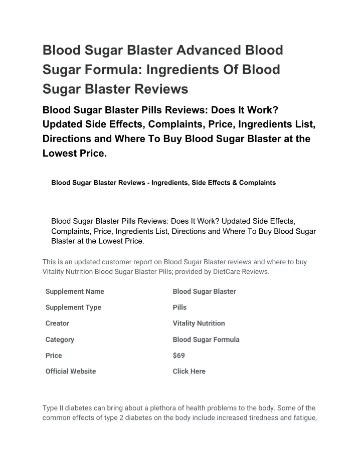blood sugar blaster advanced blood sugar formula