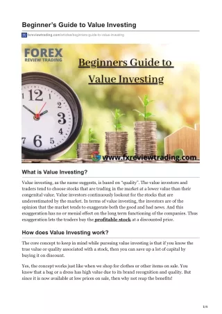 Beginner’s Guide to Value Investing
