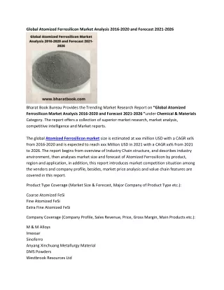 global atomized ferrosilicon market analysis 2016