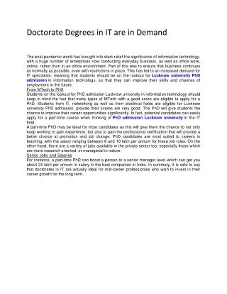 doctorate degrees in it are in demand