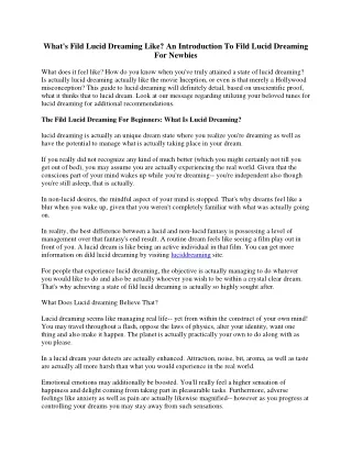 what s fild lucid dreaming like an introduction