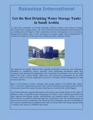 Get the Best Drinking Water Storage Tanks in Saudi Arabia