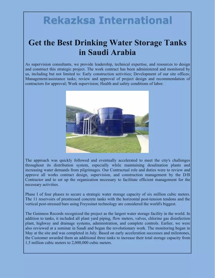 get the best drinking water storage tanks