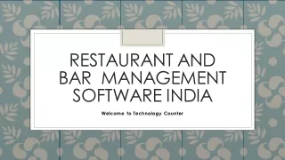 Restaurant Management software  india | Restaurant and Bar Management Software