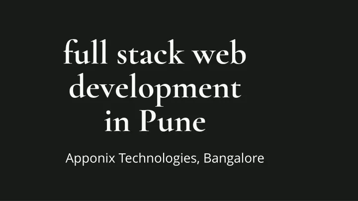 full stack web development in pune