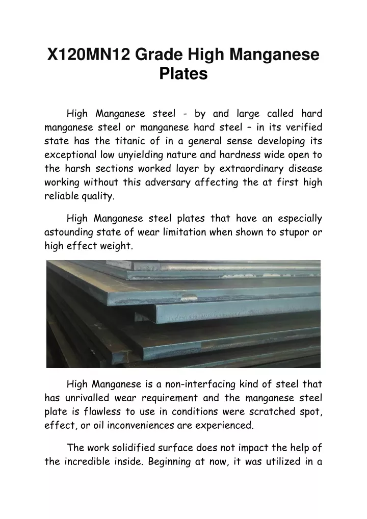 x120mn12 grade high manganese plates